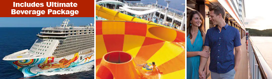 Cruise banner, water park, Norweigian Getaway Boardwalk