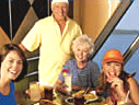 People enjoying a casual lunch in ships dining room